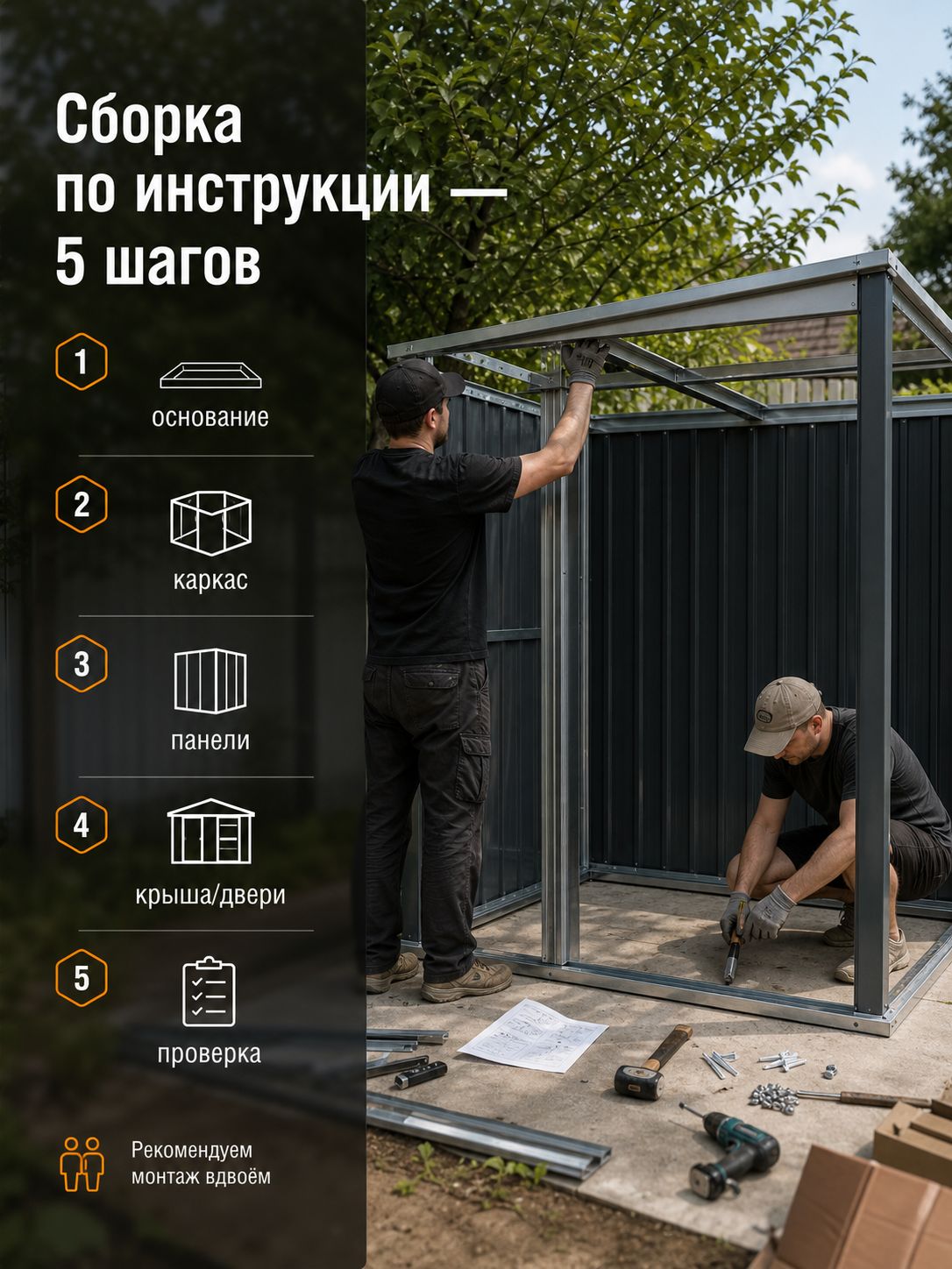 Сарай для дачи металлический 158х98х184 см хозблок для дачи — фото 1