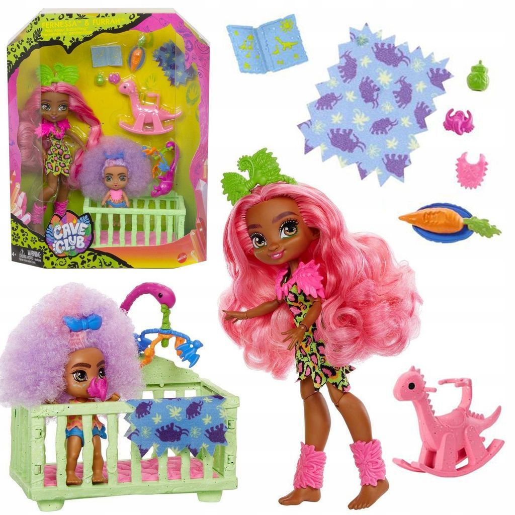 Кукла Mattel Cave Club - Шарнирная кукла няня Фернесса и малышка Фёрра - GNL92