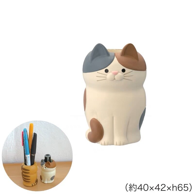 Кошачий подставки для ручек в японском стиле, трёхцветный кот, стильный офисный аксессуар, 1 шт