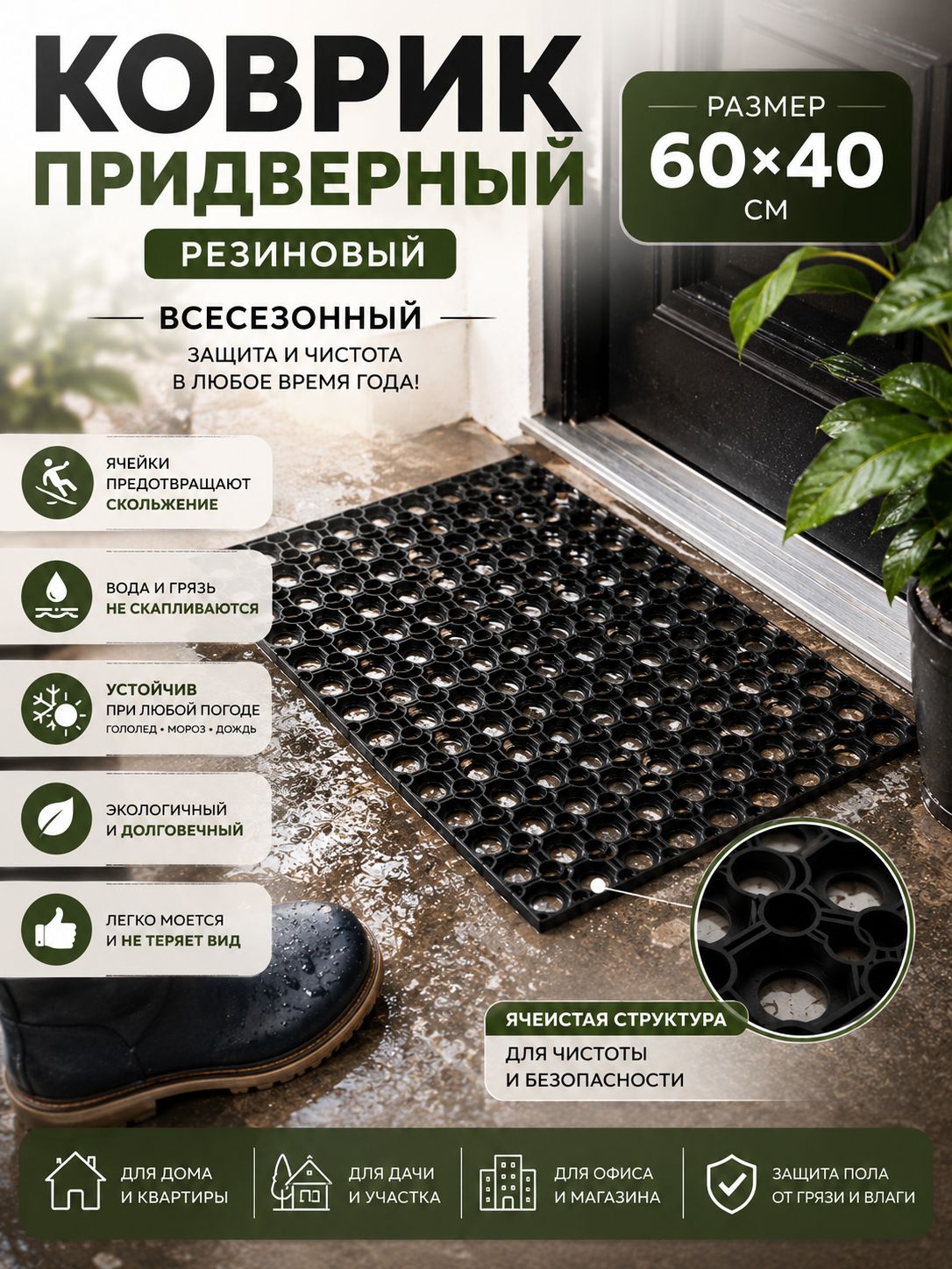 Коврик придверный резиновый