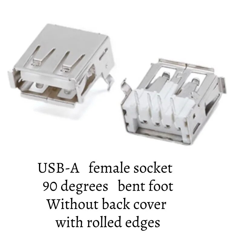 USB-A гнездо, 90° изгиб, без крышки, size2