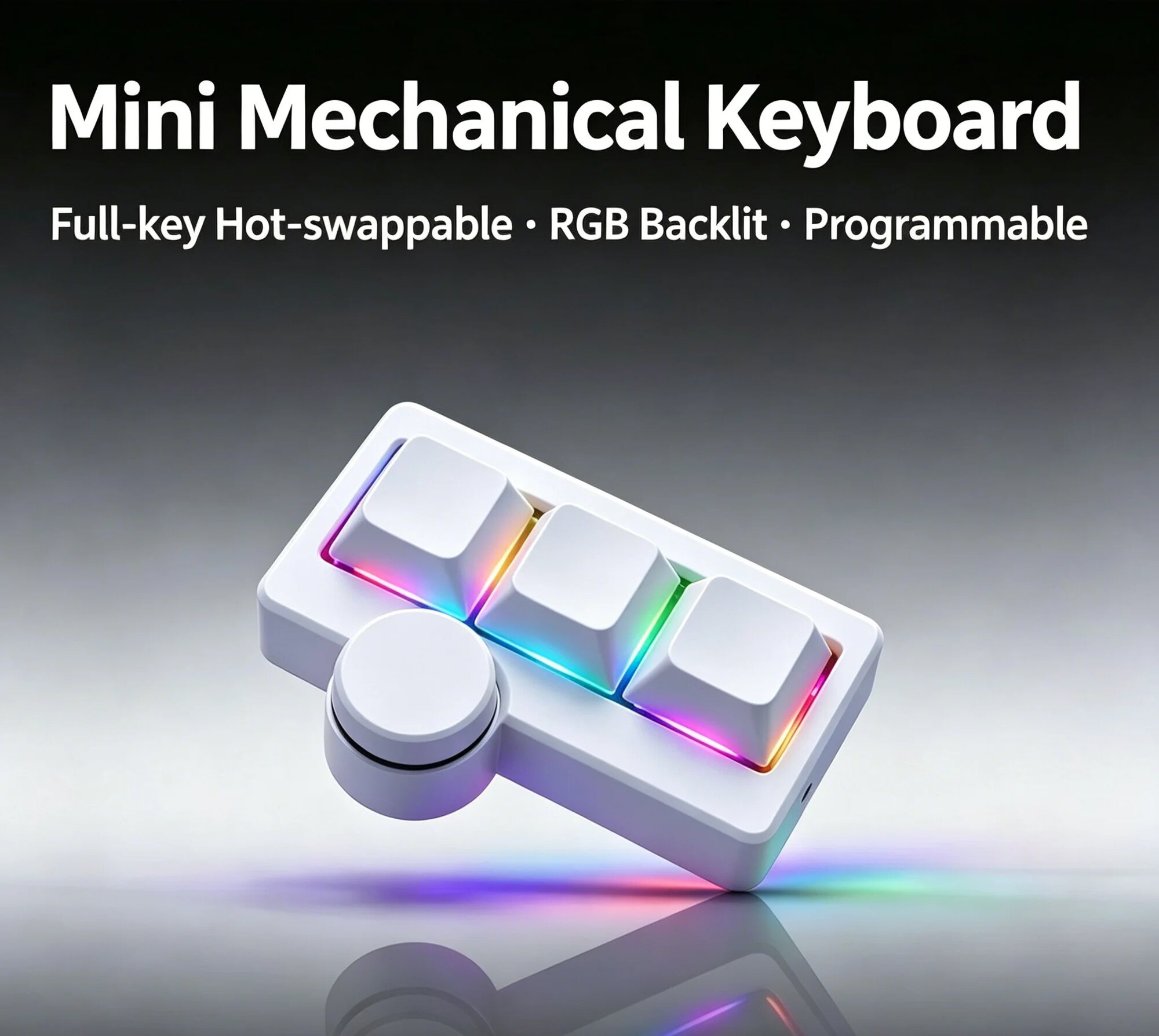 Механическая мини-клавиатура RGB для игр и работы 3Keys White