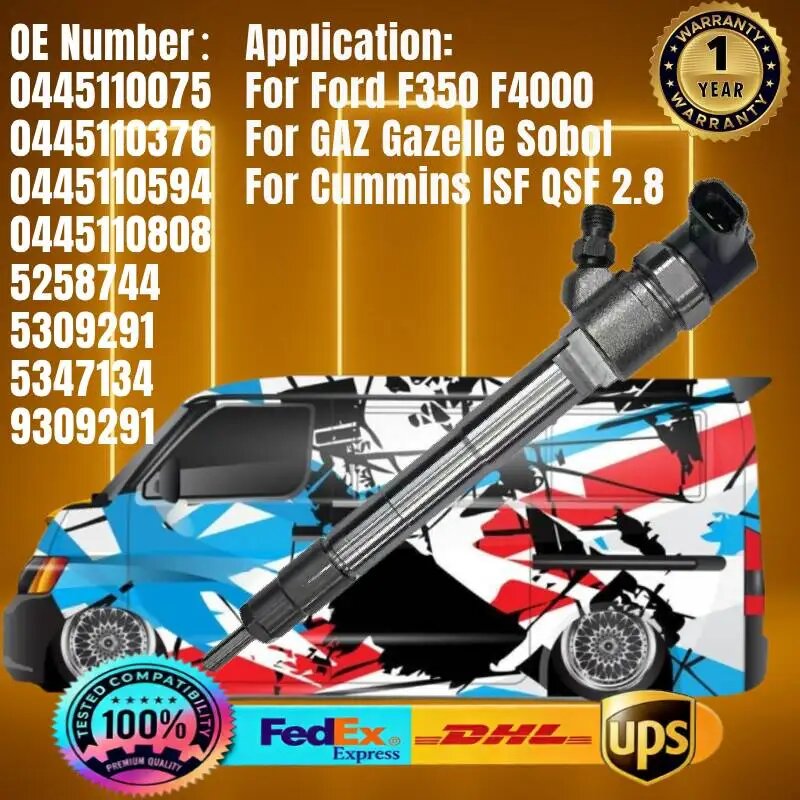 Камминз 5258744 5309291 0445110075 0445110376 0445110594 0445110808 Топливная форсунка Common Rail, совместим с QSF