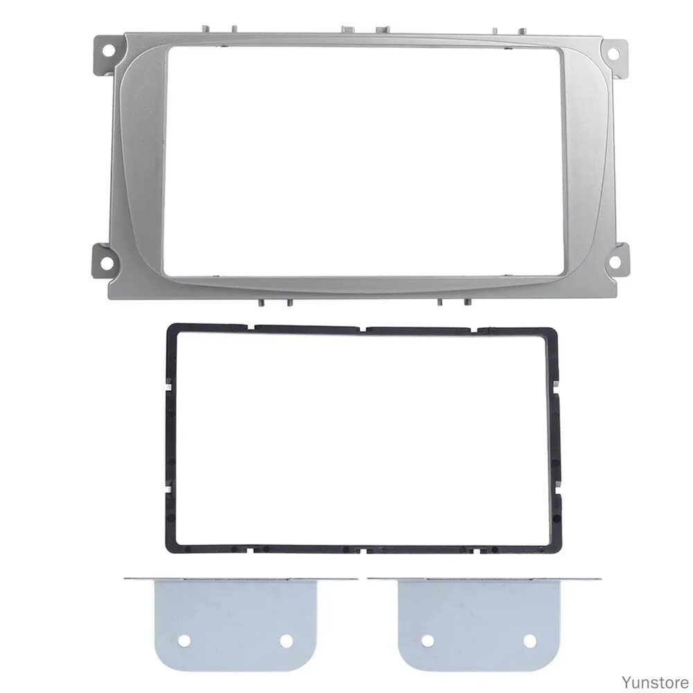Aiseely Рамка для магнитолы 2 DIN Ford Focus 2004-2010 серебристо-серая