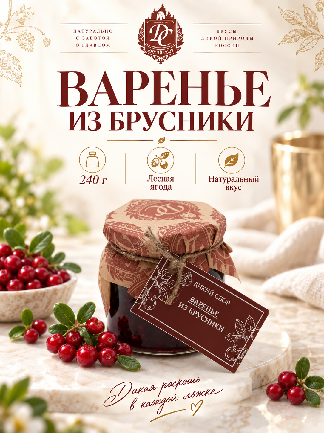 Варенье из брусники 240гр