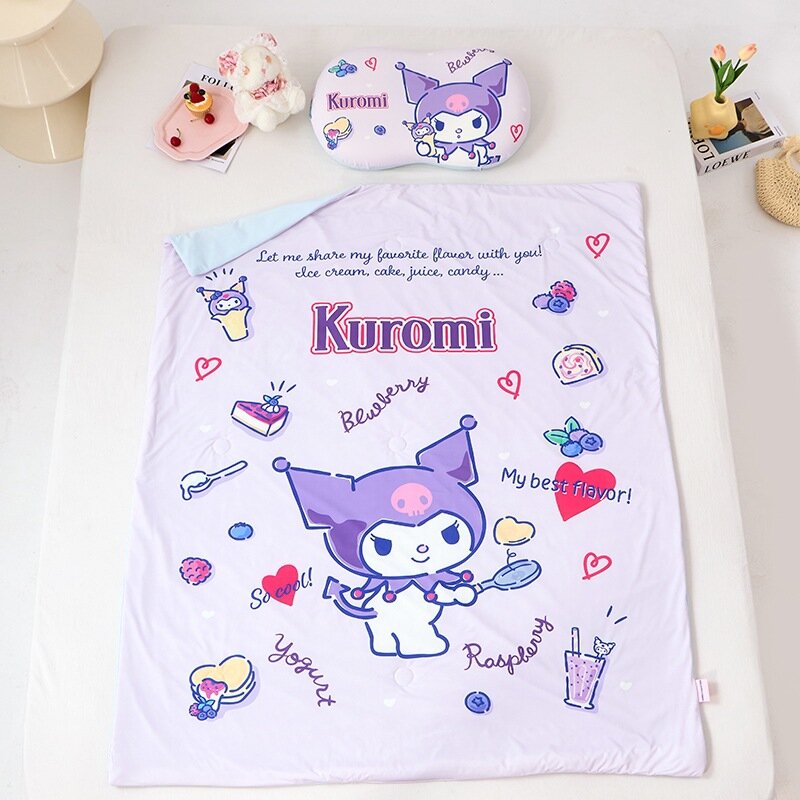 Официальное летнее одеяло Sanrio Kuromi Sweet, комплект постельного белья из ледяного шелка, 35x55x8 см