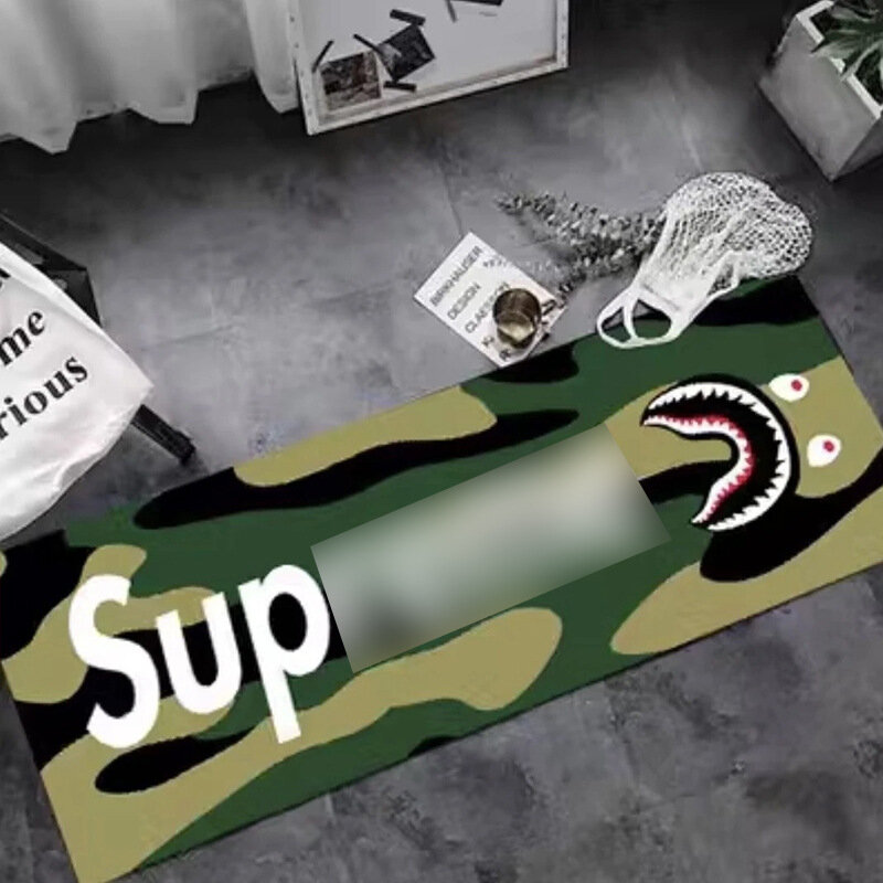 Коврик на пол из кристаллового бархата Supreme, нескользящий коврик для спальни и прихожей, логотип, камуфляж, 40x120 см