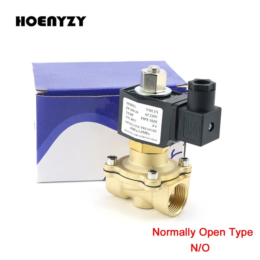 Электромагнитный клапан HOENYZY латунный DN25, 24V
