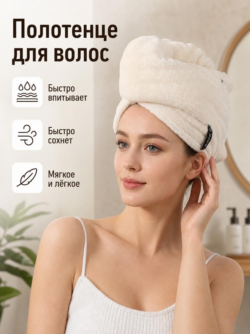 Утолщенная быстросохнущая шапочка для сушки волос