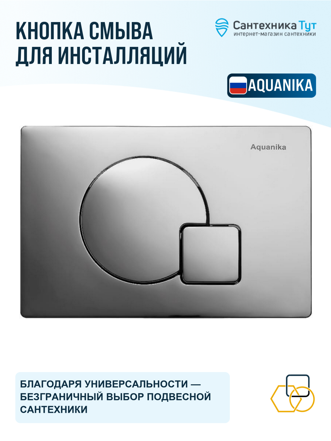 Кнопка смыва для инсталляции Aquanika Basic Q-type 01.02.10 Хром — фото 1