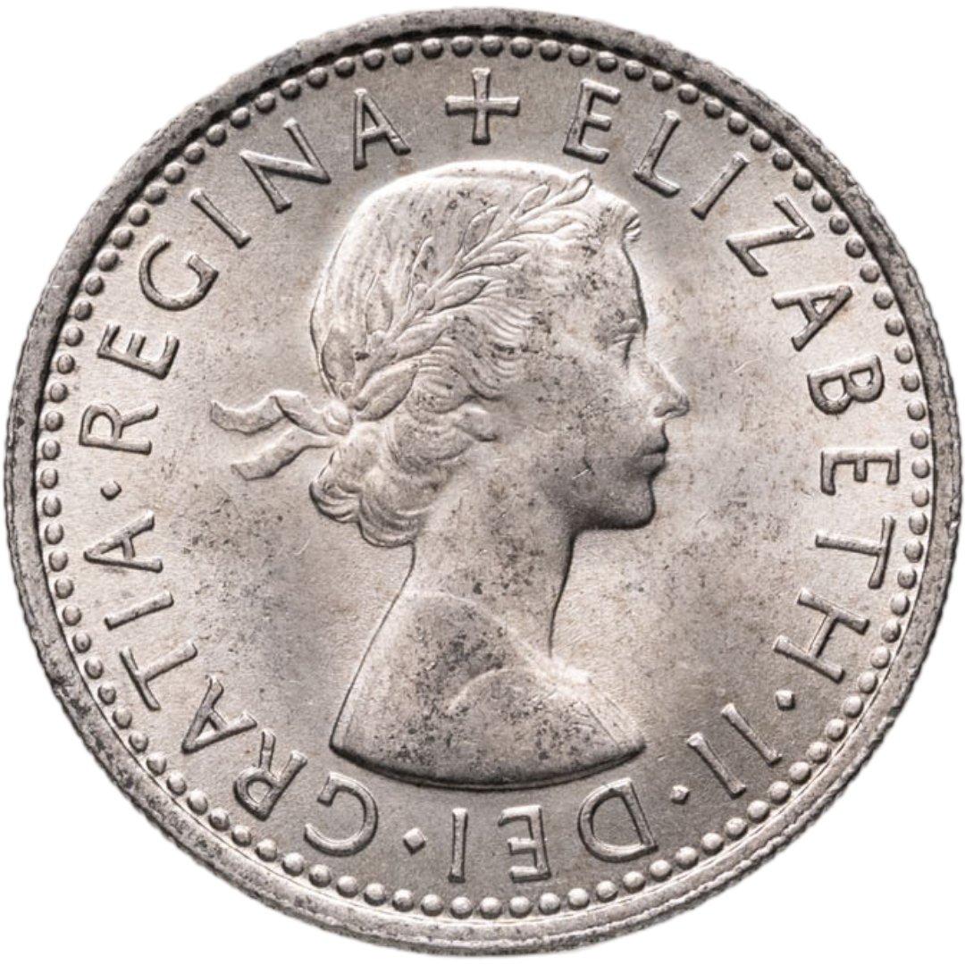 Великобритания 6 пенсов pence 1966, Мельхиор медь-никель, в сохранности UNC