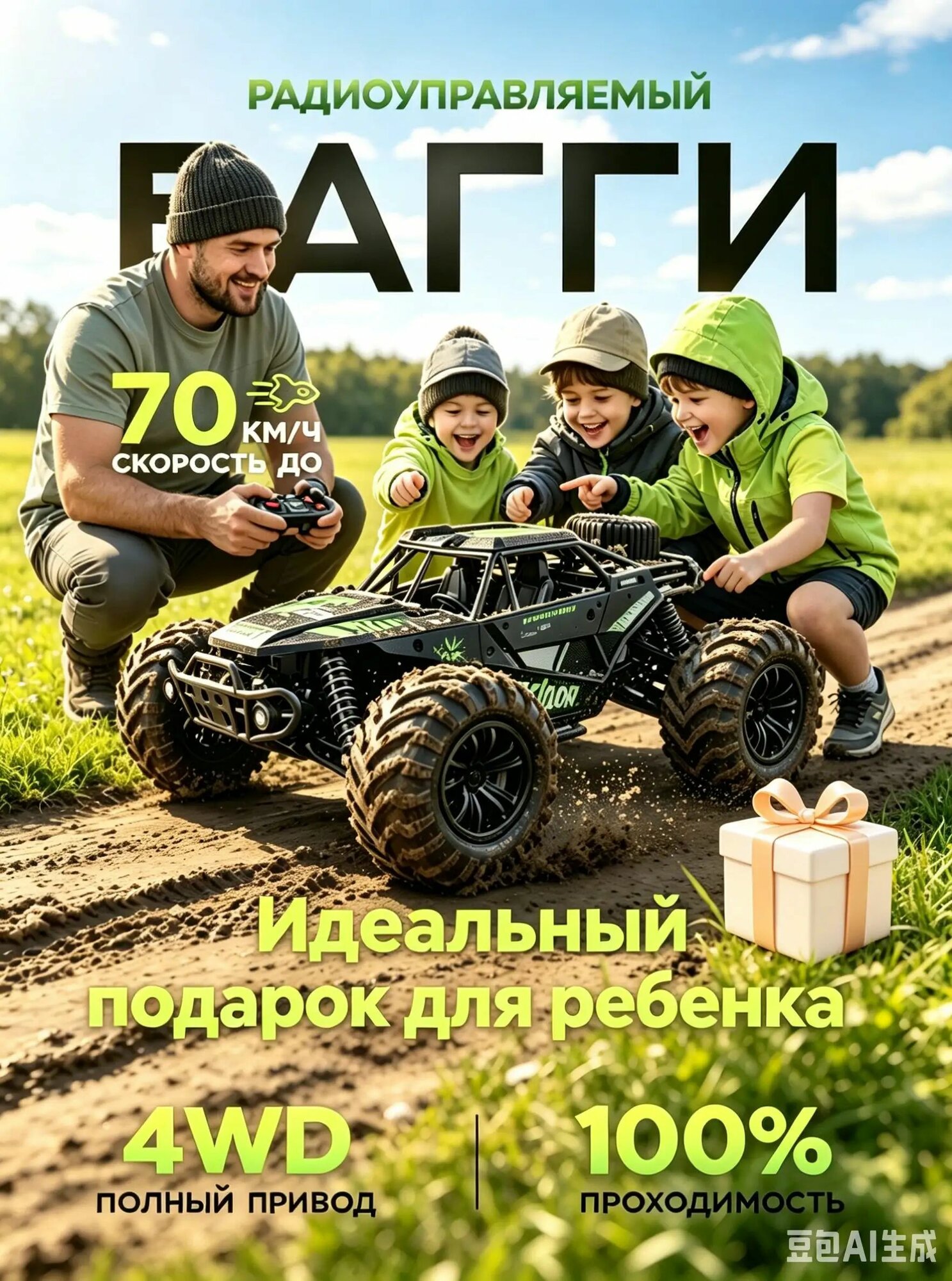 Радиоуправляемый внедорожник DASDORRIO 70 км/ч большой быстрый для мальчика, мощная машинка на пульте для активных игр и прогулок на свежем воздухе