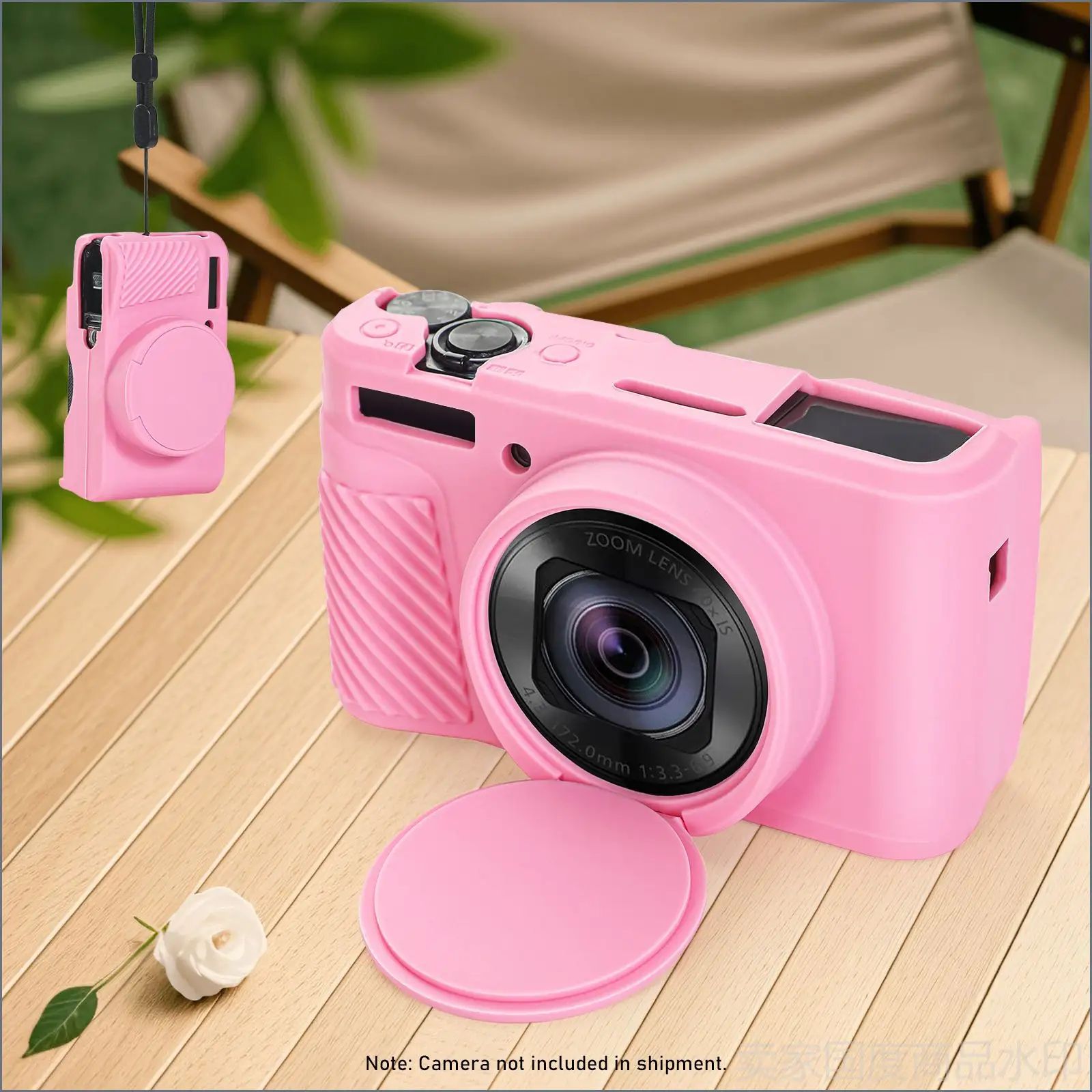 Силиконовый чехол для Canon PowerShot SX740 HS и SX730 HS розового цвета съёмной крышкой объектива