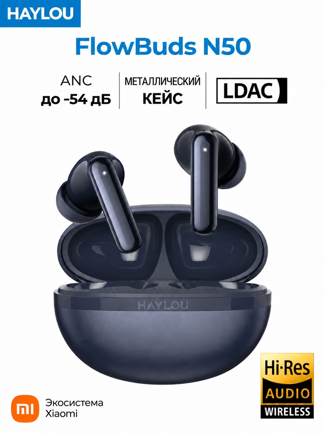 Наушники беспроводные Haylou Flowbuds N50 для телефона, айфон и андроид, с микрофоном и шумоподавлением, блютуз