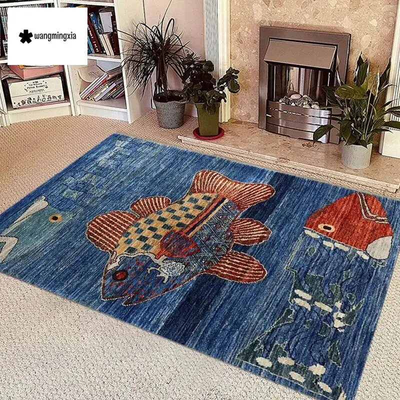 Ковер 60x90 см, полиэстер, Китай, с рисунком рыбы