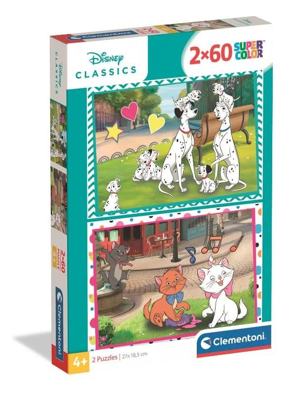 Пазл Clementoni Super Color Disney Classics, 2x60 элементов, 26.8 x 18.3 см, разноцветный