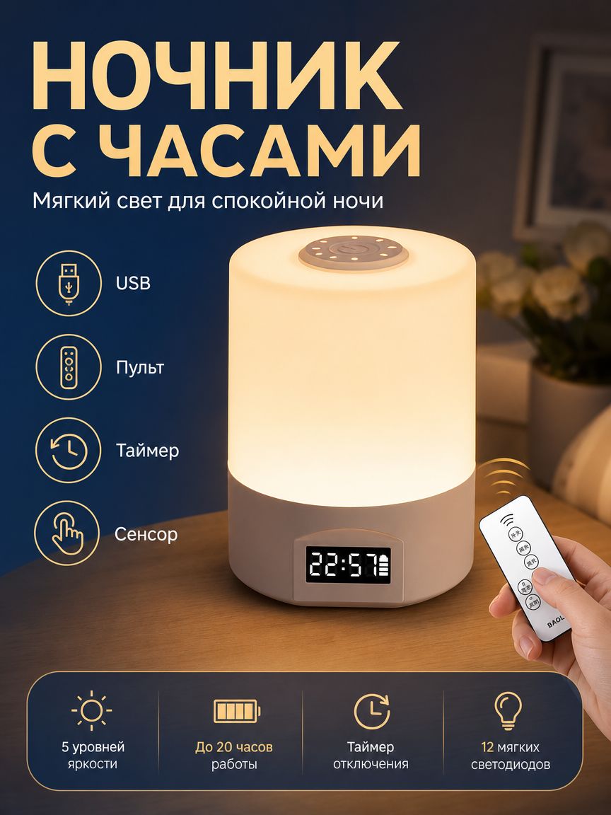 Ночник детский для дома в спальню на аккумуляторе для мальчиков и девочек