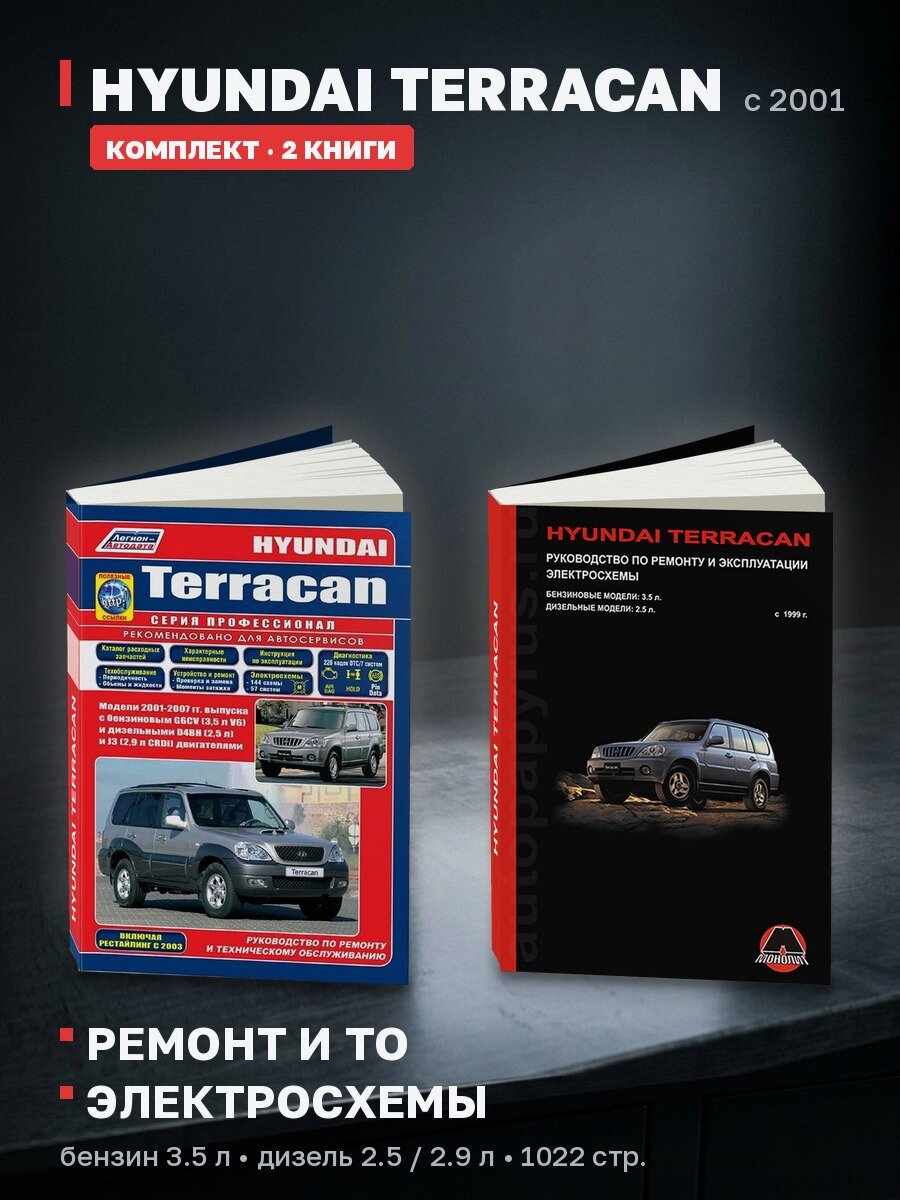 Комплект литературы по ремонту и обслуживанию Hyundai Terracan с 2001 года выпуска