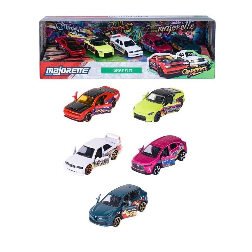 Игрушечная машинка Majorette Graffiti, набор из 5 машинок, масштаб 1:64, разноцветный