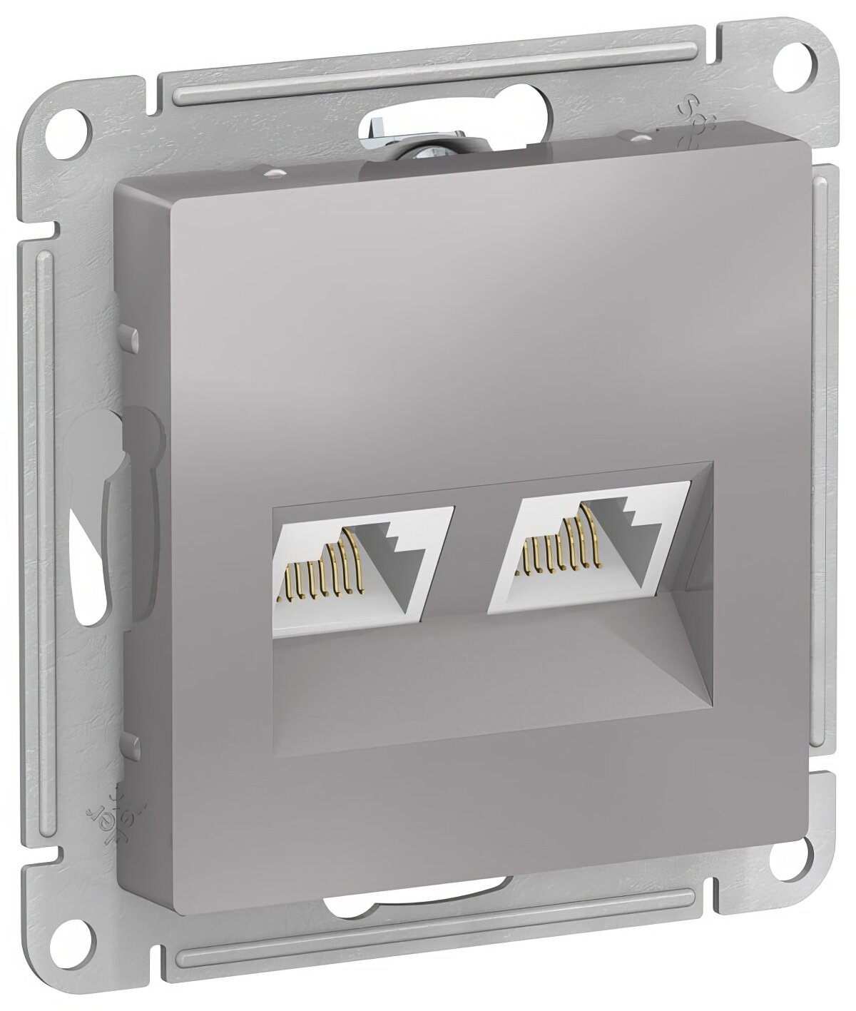 2-местный механизм компьютерной розетки Systeme Electric AtlasDesign RJ45 + RJ45 категории 5e алюминий ATN000385