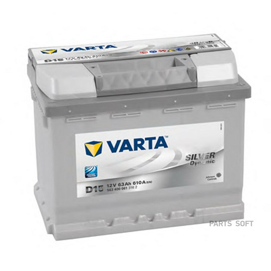 Аккумулятор VARTA Silver Dynamic 63А/ч обратная полярность от официального дистрибьютора, VARTA, артикул 5634000613162