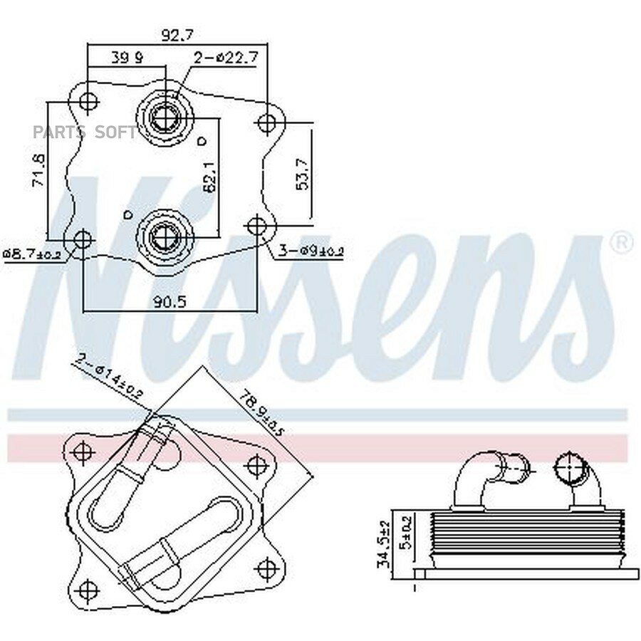 91442, Масляный радиатор от официального дистрибьютора, NISSENS, артикул 91442