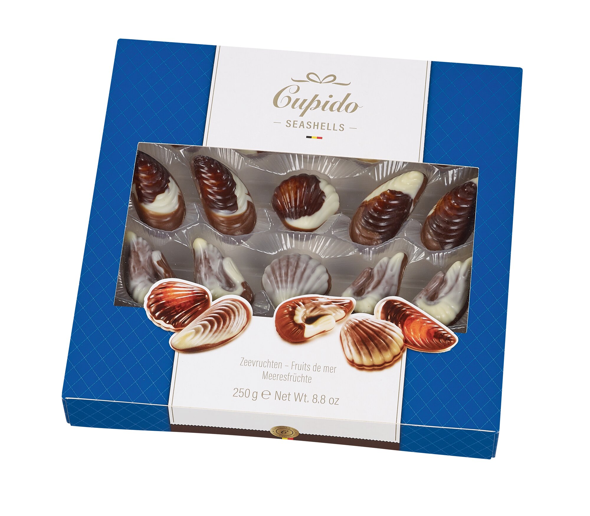 Шоколадные ракушки CUPIDO с начинкой из орехового пралине, Бельгия, 250г