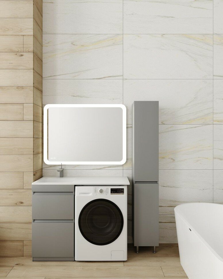 Тумба напольная STYLELINE "Даллас 110" Люкс Плюс серая с раковиной ESTETUS Даллас 1100*480 левый