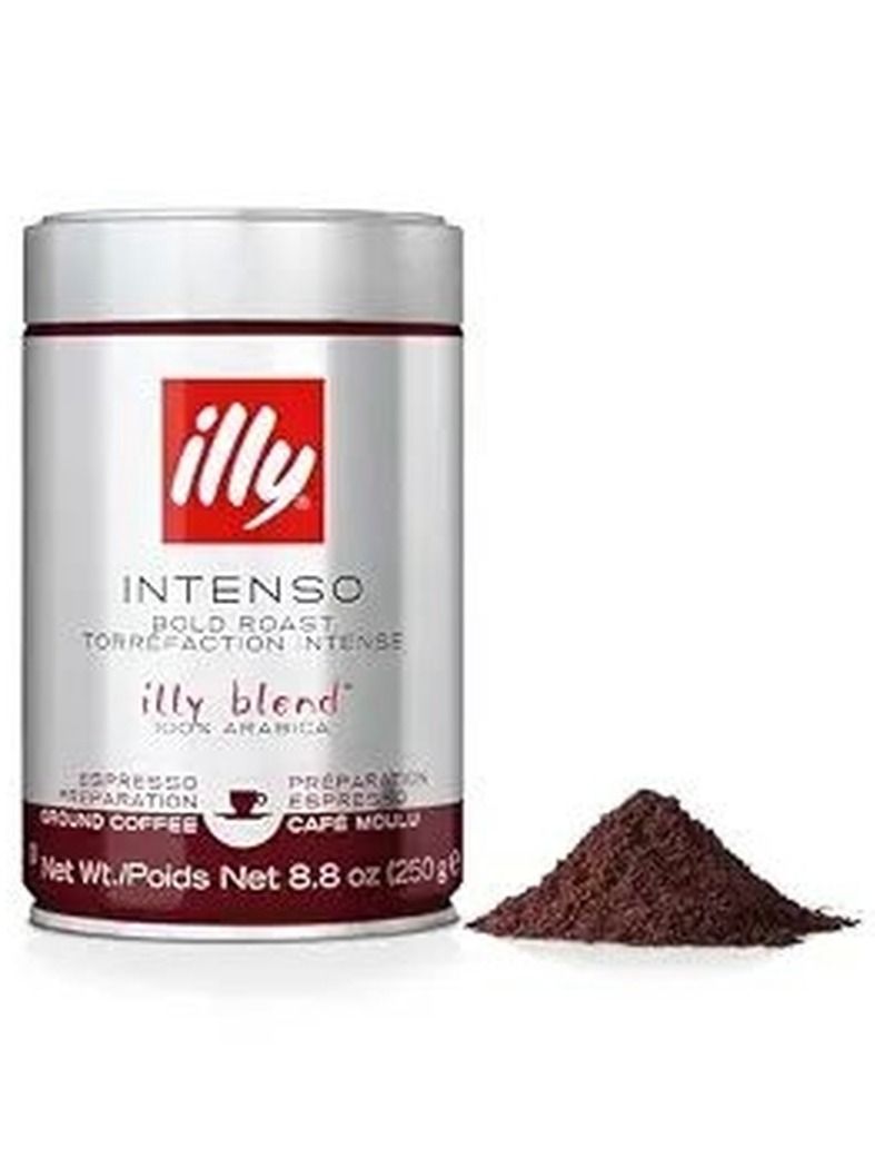 Кофе молотый ILLY 100% арабика Intenso крепкий тёмной обжарки, 250 гр ж/б