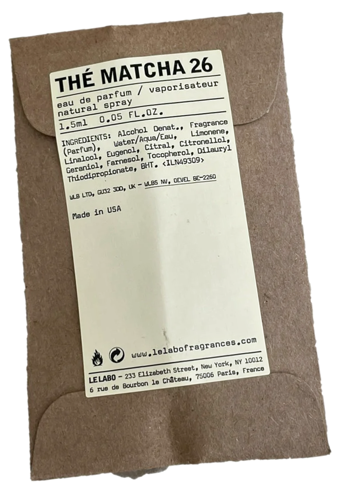 Проба аромата Le Labo The Matcha 26 0.75 / Парфюмерная вода Ле Лабо Матча 26 мини / Оригинальный парфюм