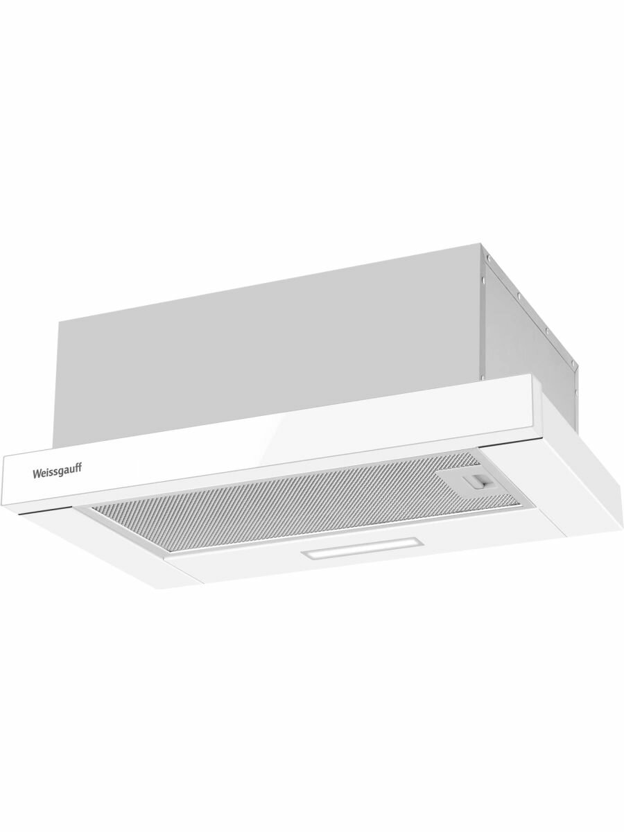 Вытяжка кухонная встраиваемая Weissgauff TEL 500 50см управление кулисные переключатели 450м3/час белый