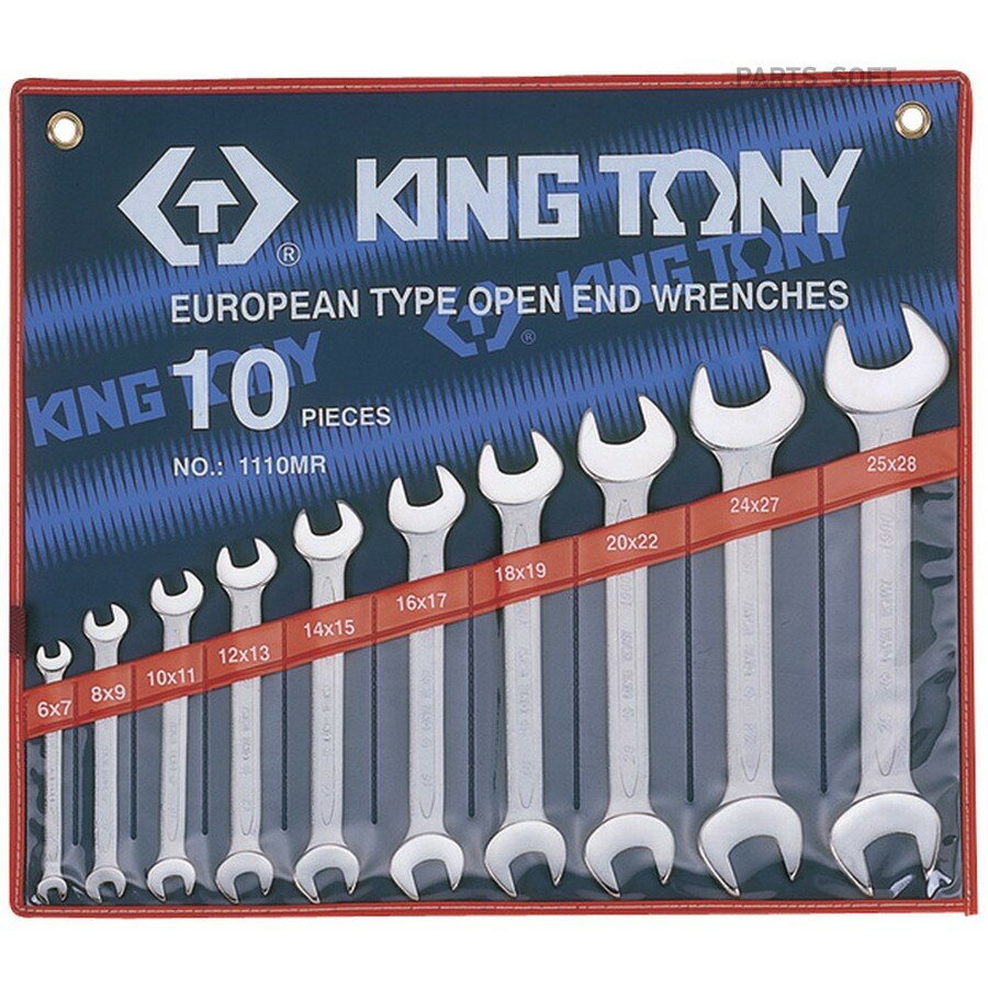 KING TONY Набор рожковых ключей, 6-28 мм, 10 предметов от официального дистрибьютора, KING TONY, артикул 1110MR