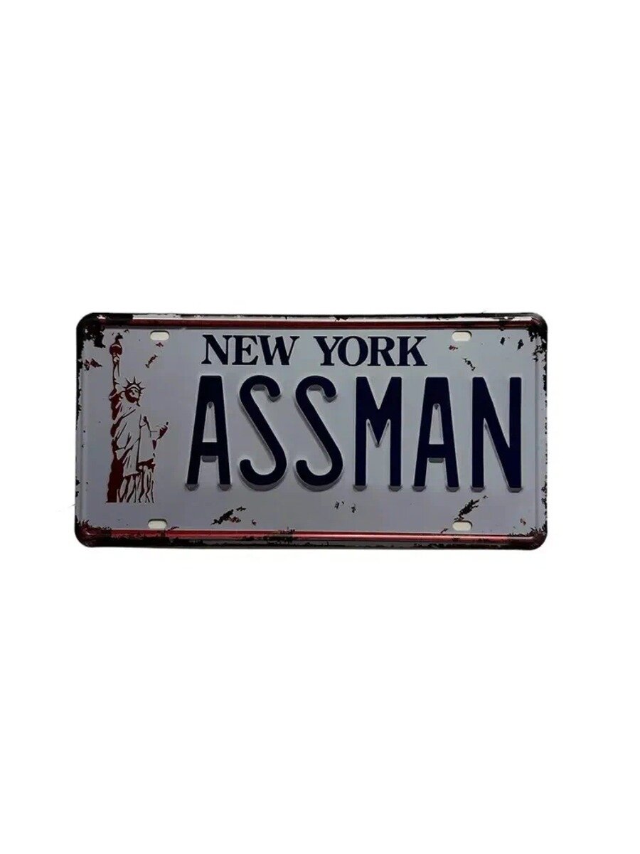 Сувенирный американский номер ASSMAN размером см, 1 табличка