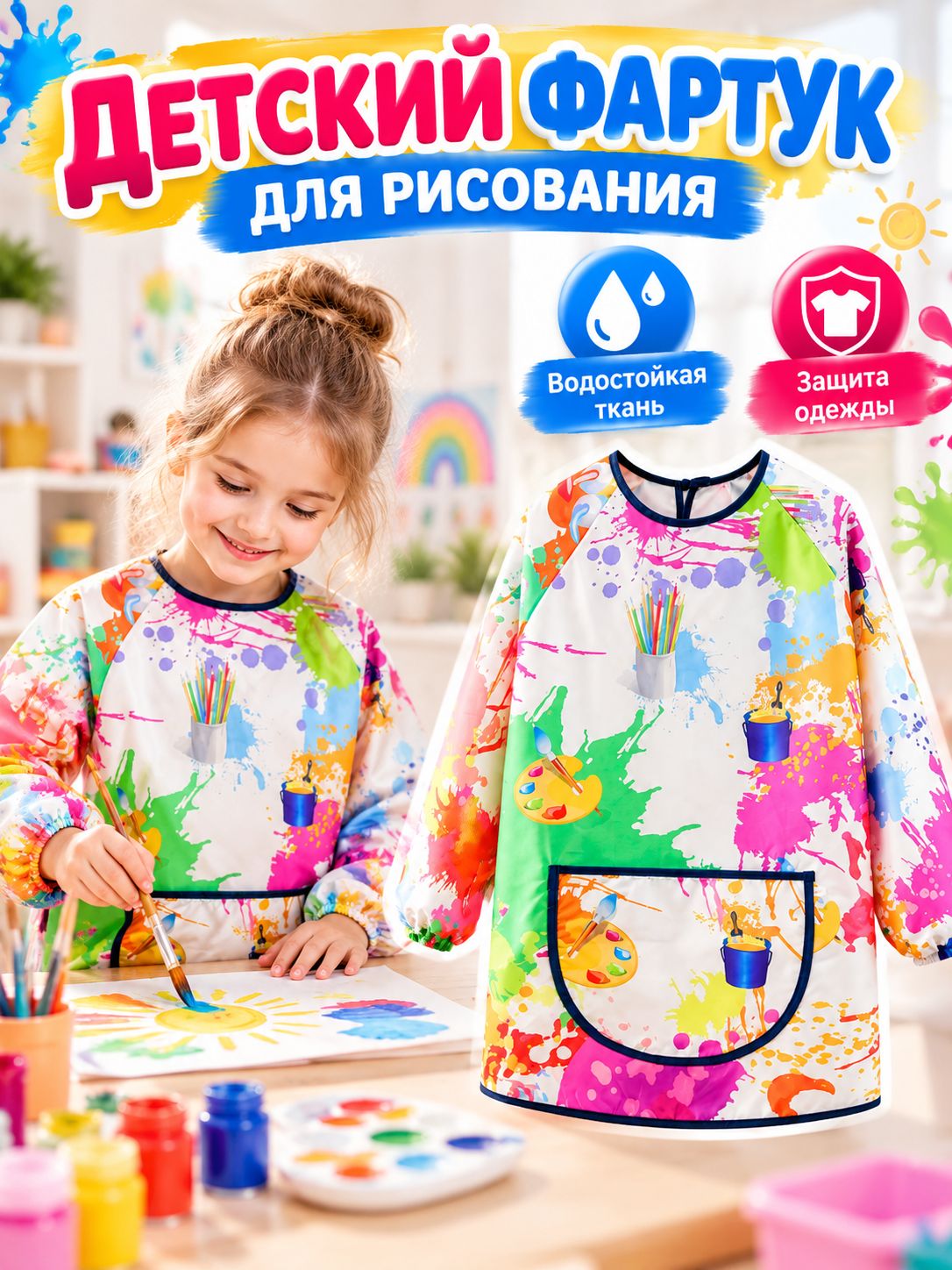 Детский фартукнакидка для рисования