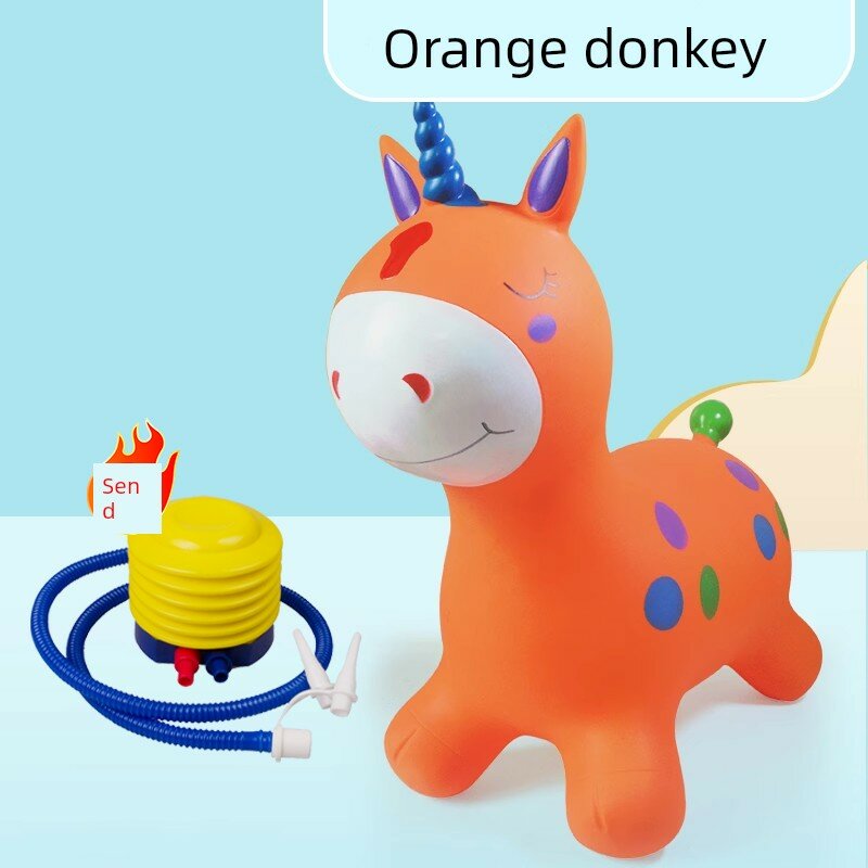 Оранжевая надувная игрушка-осел для детей 1-3 лет, утолщенная резина, без музыки, сенсорная тренировка