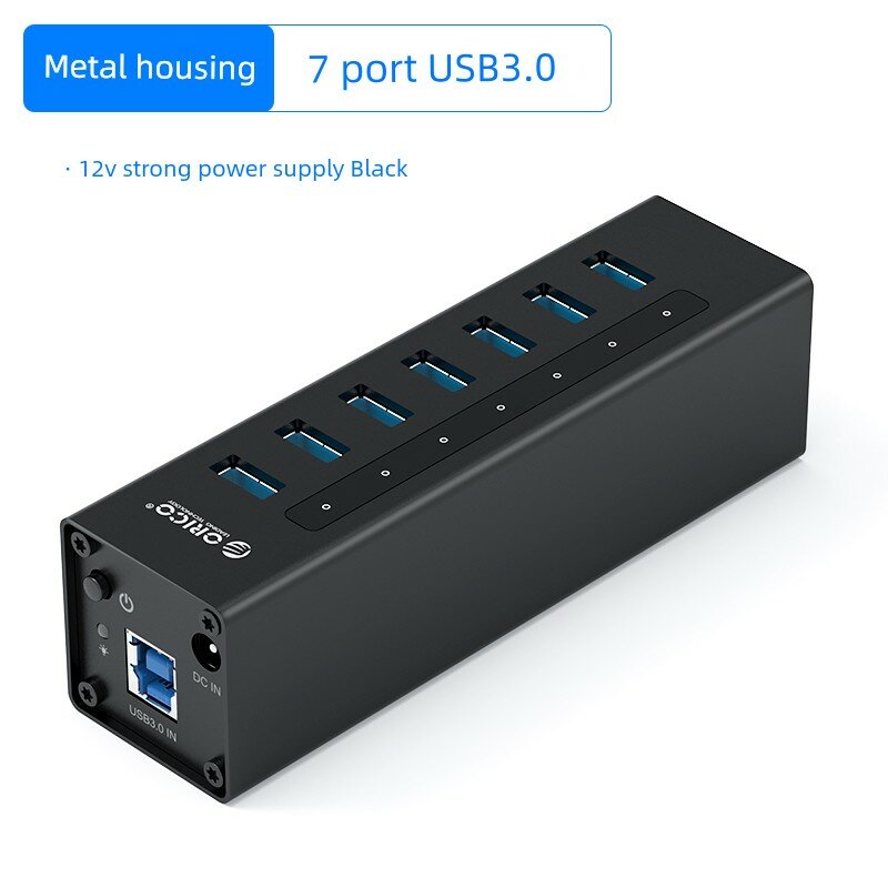 Orico промышленный USB 3.0 7-портовый хаб черный алюминиевый корпус с адаптером 12В 2А