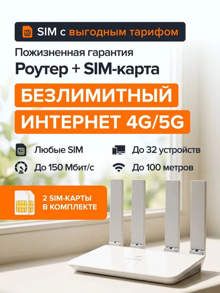 Роутер WiFi с сим картой 4G, вайфай модем, набор Роутер