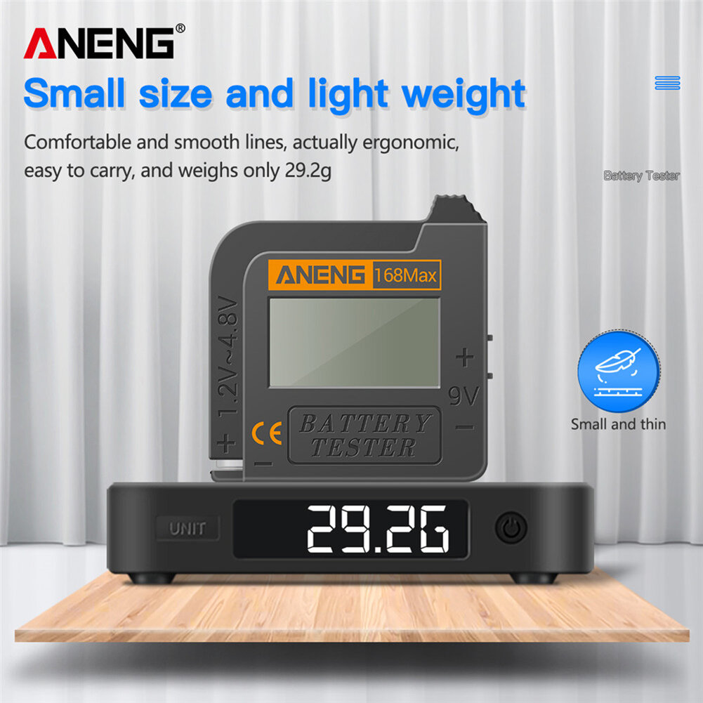Цифровой тестер ANENG 168MAX для напряжения и ёмкости батареек AAA, AA, CR2032, 9 В
