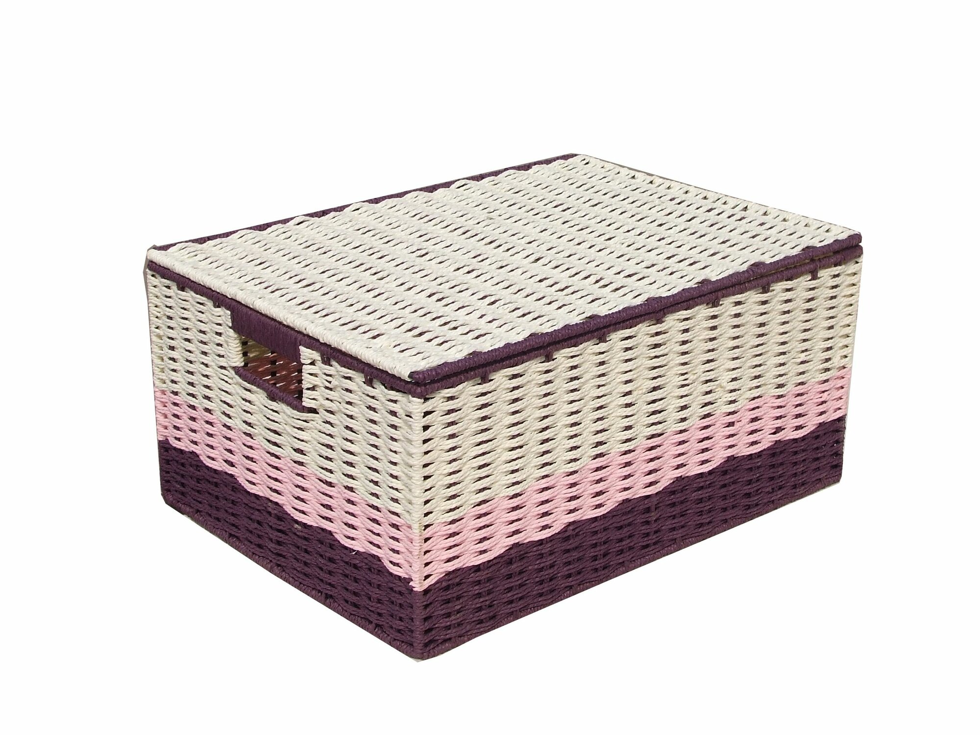 Корзина для хранения плетеная мягкая с крышкой Storidea 33 x 21 х 45 cм, розовая