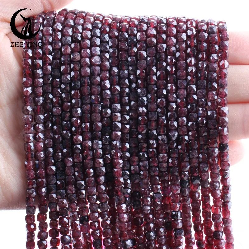 Бусины Zhe Ying аквамарин 4 мм кубические Фиолетовый, 4-4.5mm(5 strands), 126Garnet L.1