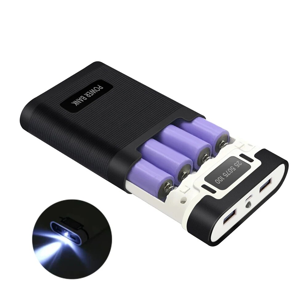 Корпус для повербанка 4х18650 DIY с USB Type-C black