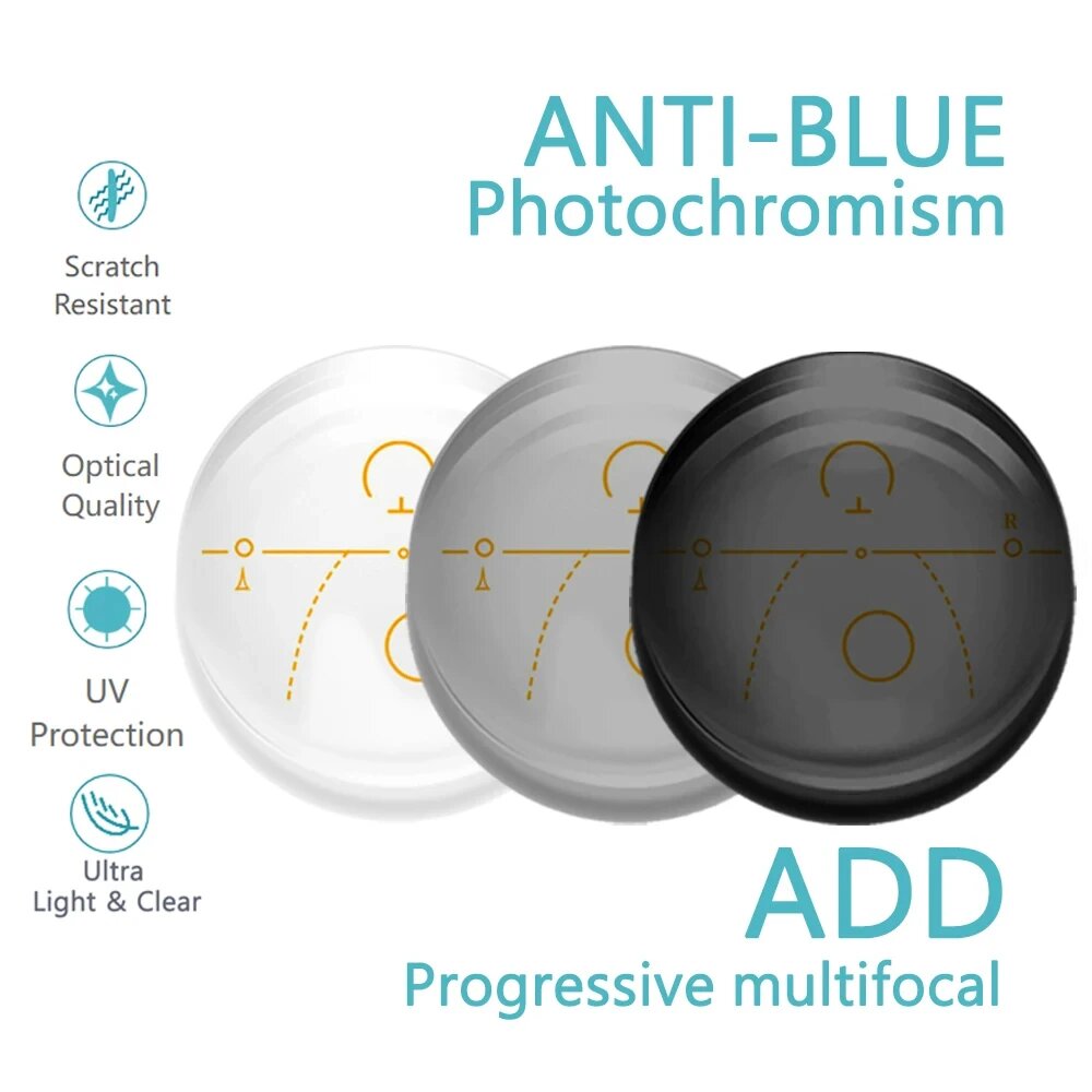 Индивидуальные прогрессивные линзы Decakis CR39 PHOTOCHROMIC, 1.56