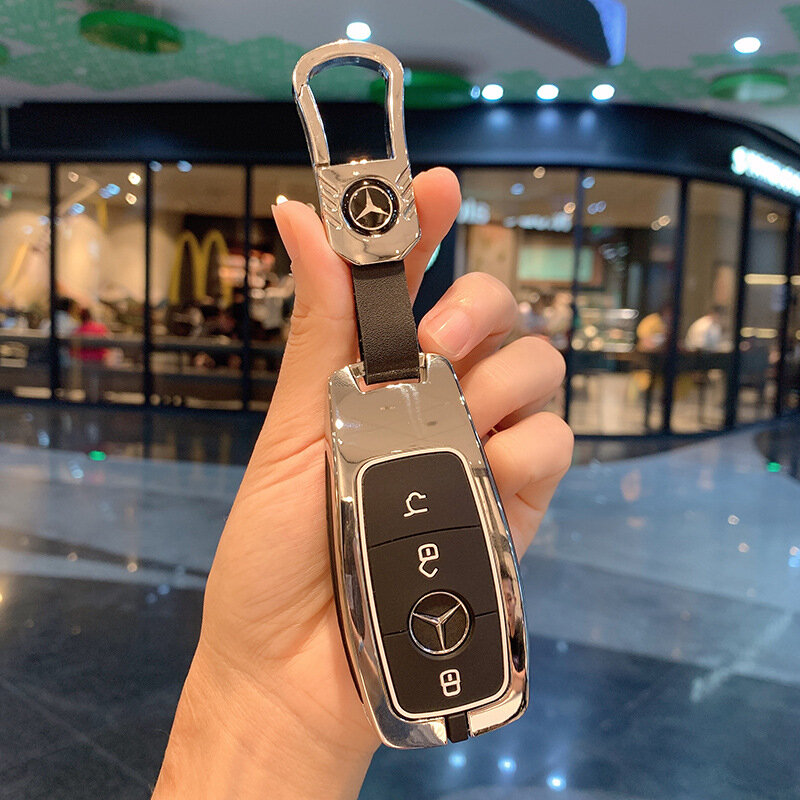 Металлический чехол для ключей Mercedes-Benz с премиум серебристым и кожаным замком для моделей A-класса