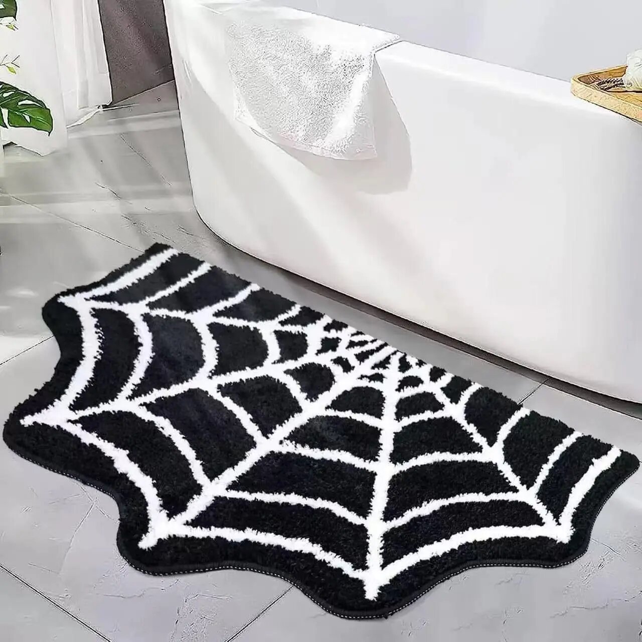 Коврик для ванной Halloween ПВХ Черный, 50cmx80cm, Spider Web-Black