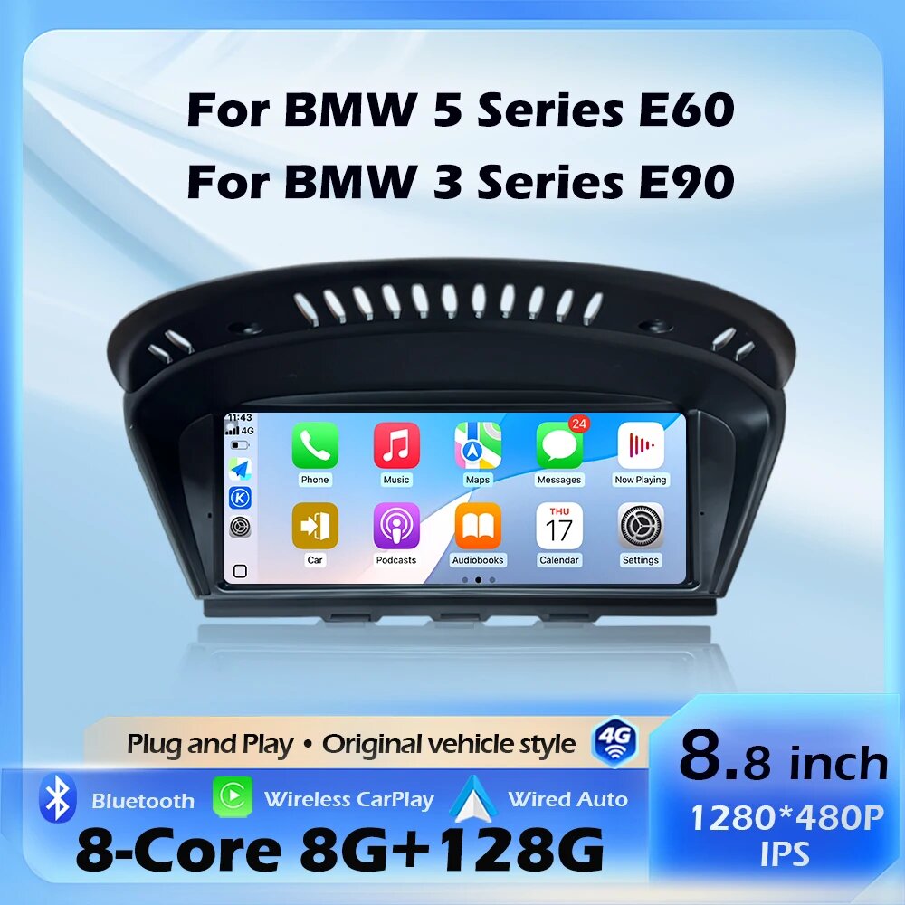 Android автомагнитола BMW E60/E90 8.8" IPS 1280*480, 4G RAM, 64G ROM, — фото 1