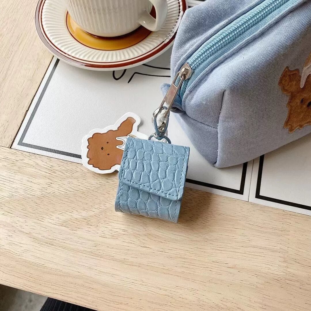 Чехол для наушников Miniso K99, синяя кожаная обложка с брелоком, защитный чехол, миниатюрный, анти-ударный