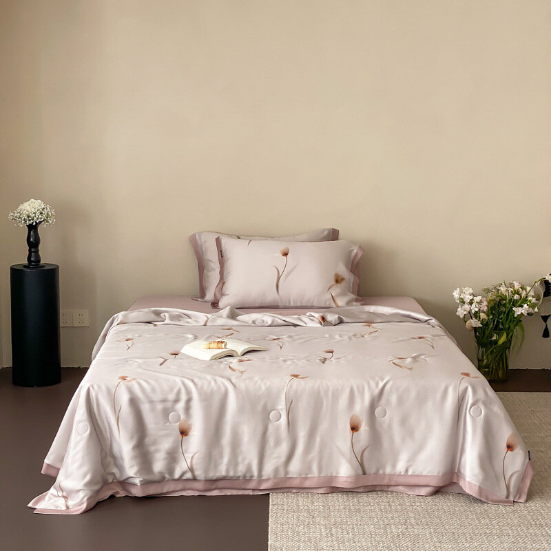 Летнее одеяло Dreamluse Flower Purple Taro 60S из охлаждающего лиоцелла 200x230см, можно стирать