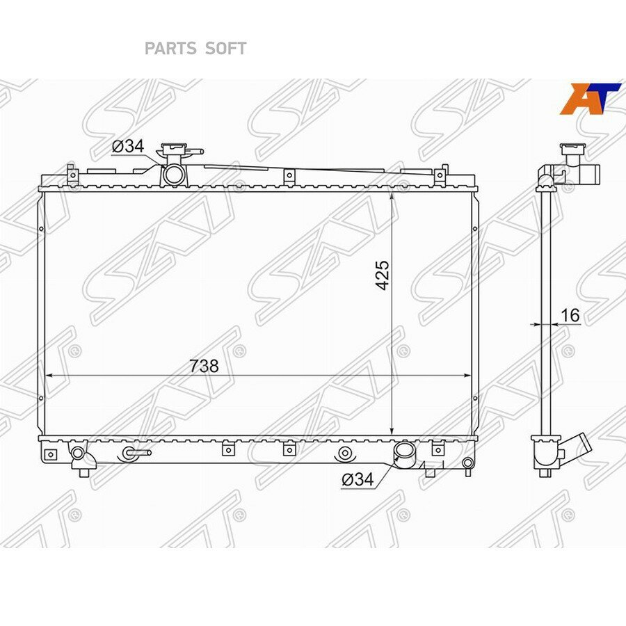 Радиатор Toyota Ipsum (ACM20) 01-09 / Noah 01-13 от официального дистрибьютора, SAT, артикул TY0002ACM20