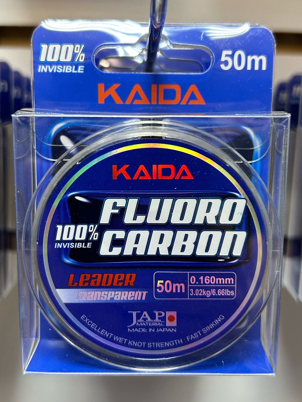 Леска флюрокарбоновая KAIDA FLUOROCARBON 0,16 мм - 3,02 кг, 50 м