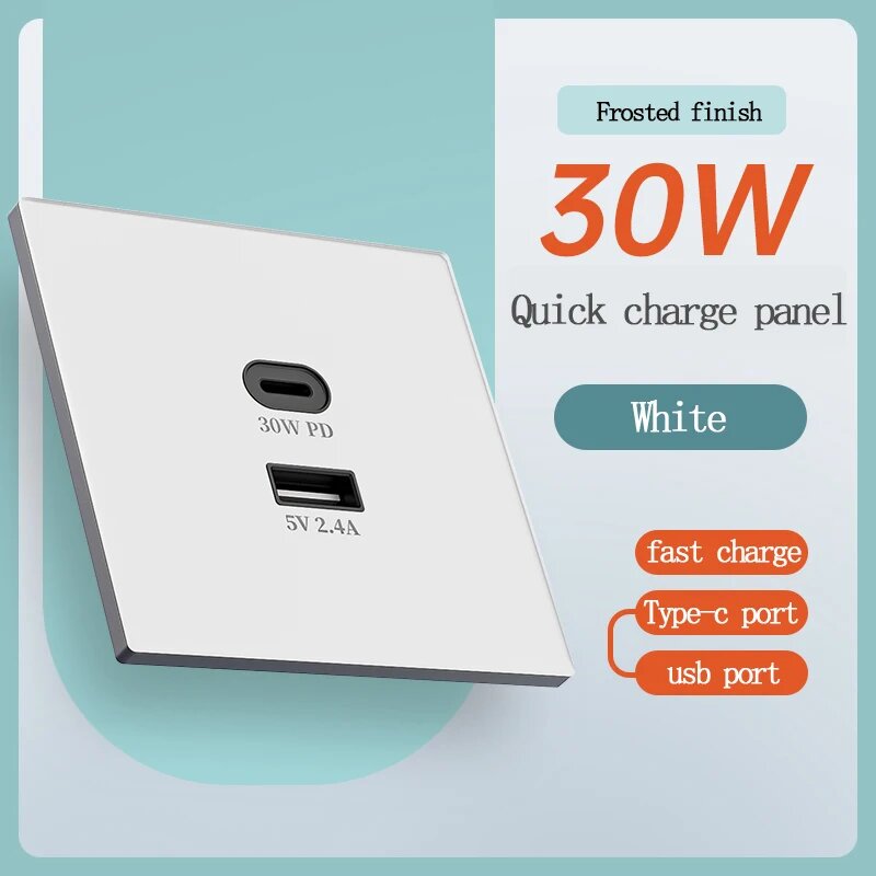 30W Quick Charge Панель, Белый, Type-C, USB